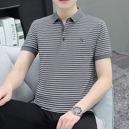 江阳臻选阁2026男士polo衫休闲百搭翻领短袖t恤条纹男装半袖运动