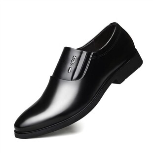 点击率甄选真软皮潮鞋加绒商务正装皮鞋男士休闲套脚保暖男棉鞋