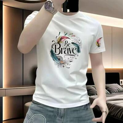 晟龙优品店  1100%棉白色短袖T恤男女同款圆领上衣260克重磅