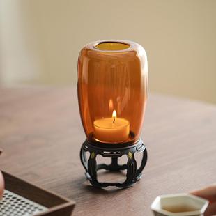 饰礼品 古风蜡烛烛台防风玻璃灯罩家用禅意香薰烛光灯盏茶室摆件装