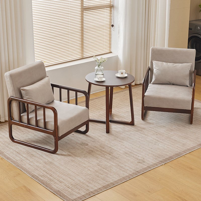 阳台椅实木单人沙发懒人休闲椅家用客厅洽谈茶桌椅民宿休息椅