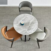 岩板圆桌餐桌休闲门店接待洽谈桌椅组合阳台桌子家用郁金香小圆桌