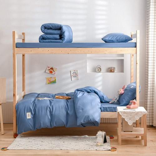 水洗棉学生上下铺宿舍三件套夏季床单被套被罩被子床上单人3件套