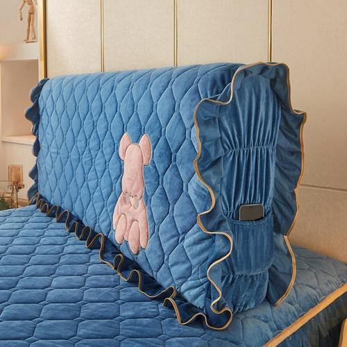 皮床加棉加厚床头罩绣花加高弹力床头套床靠背套保护套全包防尘罩