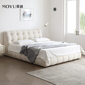 莫语MOYU 轻法式 棉花糖布艺床现代简约白色主卧卧室羊羔绒双人床