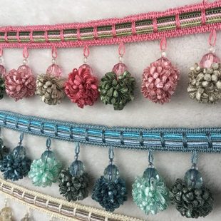 天河新款多色窗帘花边绒球流苏珠子松子球幔头杨梅球布艺装饰辅料