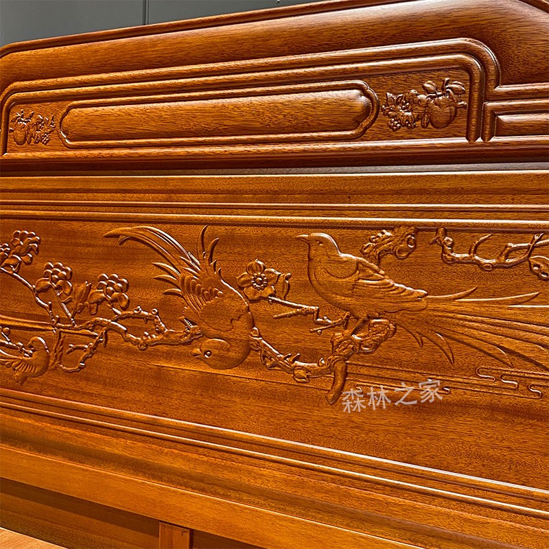 中式实木床金花梨木人床1.8米榫卯结构古典雕花加厚工厂