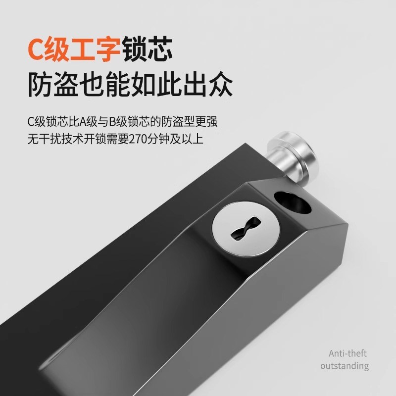 旋转门明装插销落地插锁防盗阻门器门锁双开门挡安全弹簧插销门挡