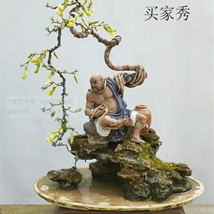 鲁智深陶瓷倒拔垂杨柳家居盆景假山造景搭配水浒传物
