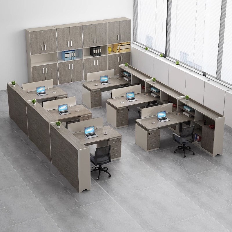 职员工位办公桌简约现代6人位屏风卡座4人财务电脑桌椅组合办公室