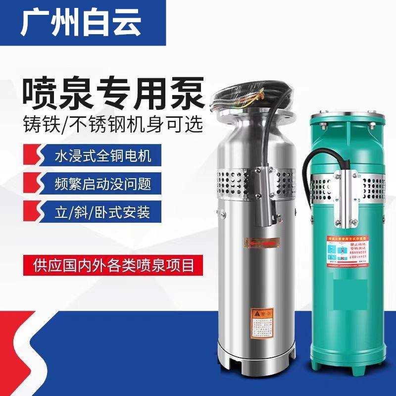 广州白云泵业喷泉泵QSP铸铁不锈钢景观喷泉泵别墅喷泉专用潜水泵