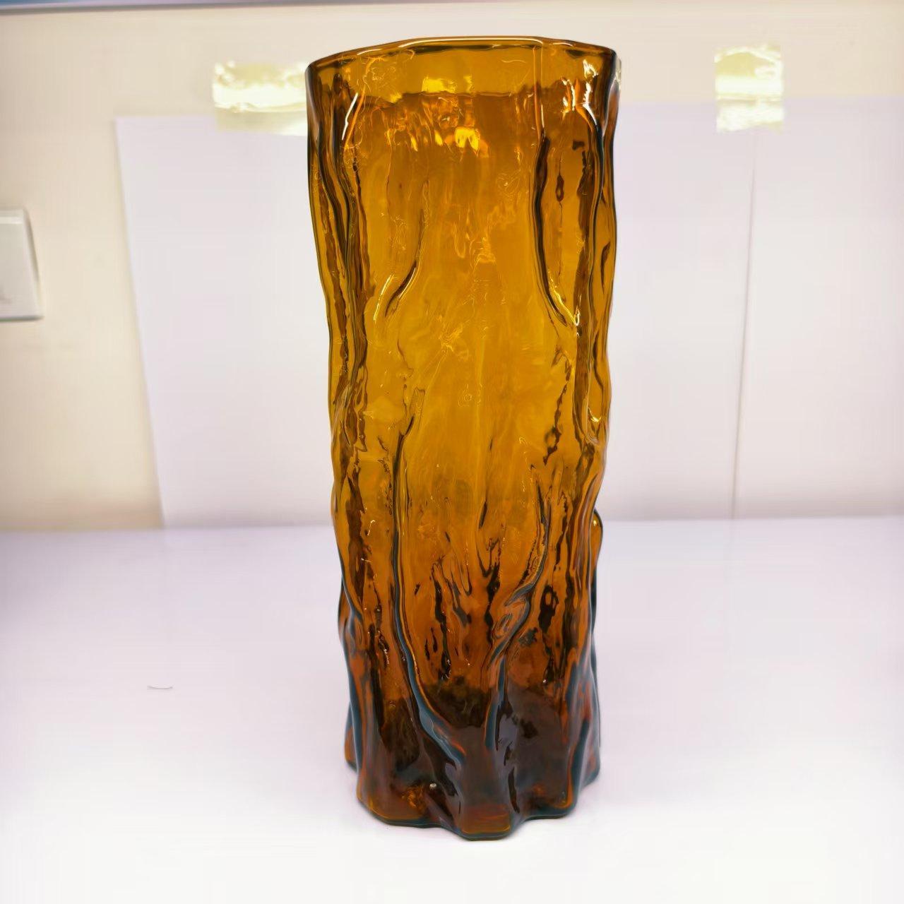 【可尔】ins风高级网红轻奢树皮花瓶玻璃琥珀插花玫瑰客厅餐桌83