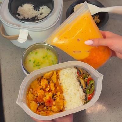 食品级硅胶饭盒可微波加热密封储存袋子饭菜保鲜盒大容量饭盒