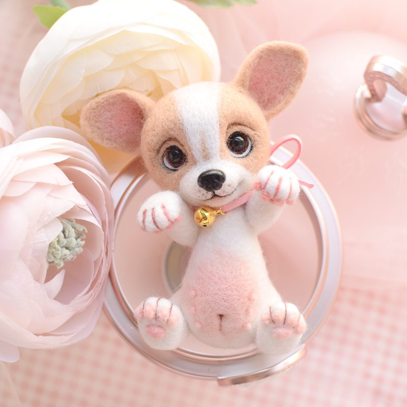 羊毛毡戳戳乐手工diy材料包博美 柴犬 柯基 萨摩狗狗摆件挂件小狗