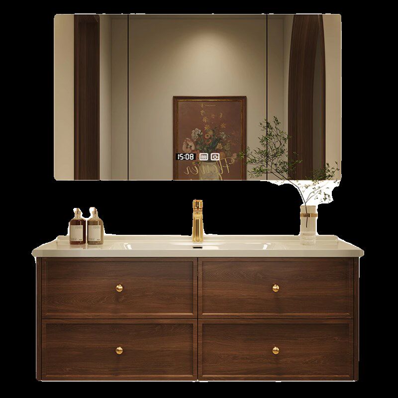 中古风实木浴室柜陶瓷一体智能洗漱台洗手洗脸盆柜定制,家装主材,浴室柜组合,淘宝优惠券,粉丝福利购,淘宝优惠卷