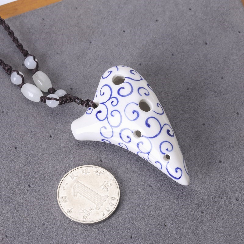 风雅陶笛迷你陶笛孔熏烧青花瓷超高音F调小鸟笛陶笛爱配饰