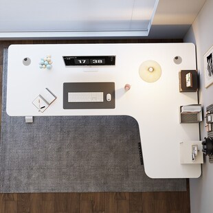 转角电动升降桌实木学习桌办公桌工作台型智能电动拐角书桌