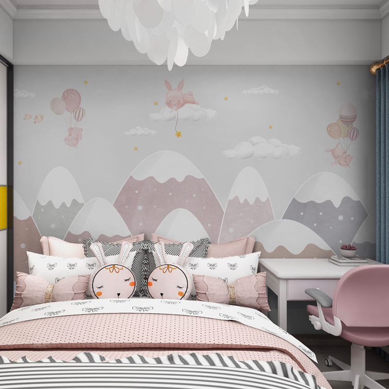 儿童房壁纸墙纸房间 卧室山墙布无缝全屋壁布222新款壁画背景墙