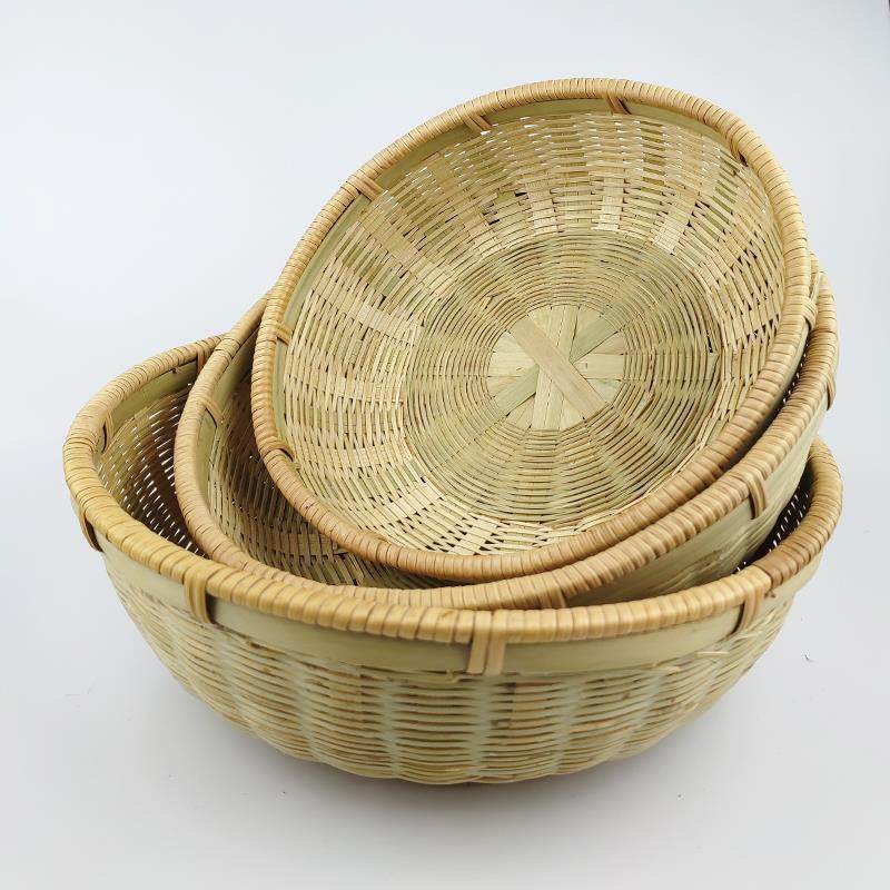 竹制品竹编篮手工农家圆簸箕家用水果馒头筐洗菜零食饼干收纳篮,特色手工艺,竹编/竹雕,淘宝优惠券,粉丝福利购,淘宝优惠卷