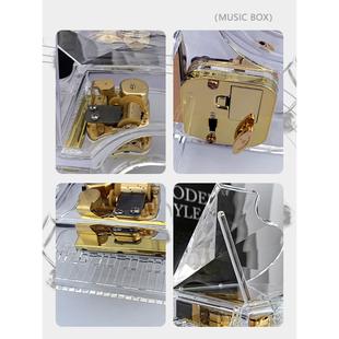 透明水晶钢琴八音盒音乐盒学生创意生日礼物林俊杰同款钢琴
