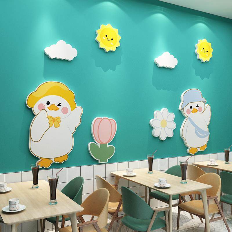 奶茶店墙壁装饰摆件甜品蛋糕猫咖啡网红打卡拍照布置背景餐厅贴纸,家居饰品,文化墙贴,淘宝优惠券,粉丝福利购,淘宝优惠卷