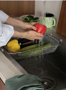 Nati Home 不锈钢沥水篮可伸缩碗碟沥水架厨房洗菜盆滤水架