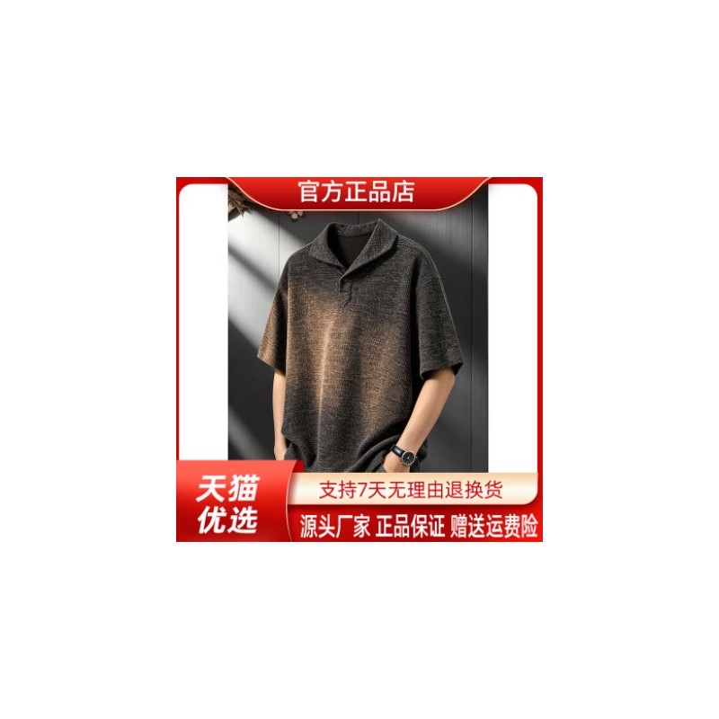 烽焱严选轻奢老钱风肌理感针织polo短袖男夏T恤宽松大码打底630-1
