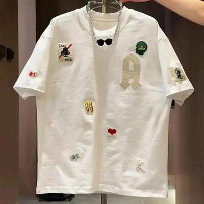 瀚海衣品Amphelisia美式痞帅重磅短袖T恤百搭款夏ins潮牌圆领上衣