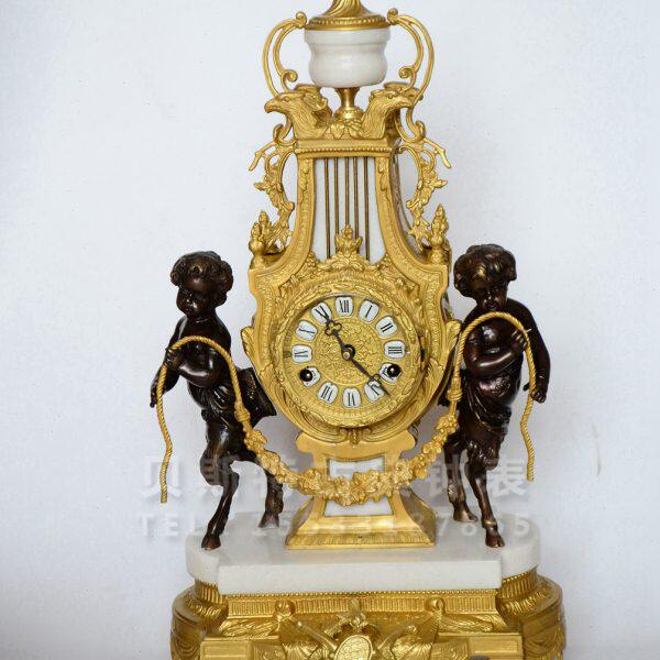 古钟 金色机械座钟 古典纯铜台钟 发条钟 仿复古欧式钟表 家居钟