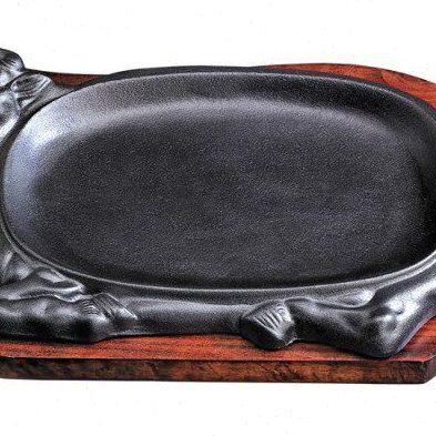 加厚铸铁牛头形牛排铁板烧烤盘牛肉铁板烧家用西餐厅烤肉锅