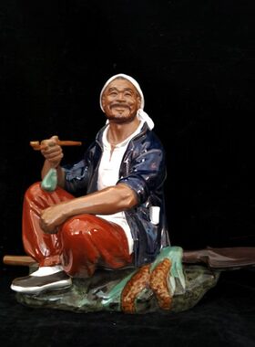 石湾陶瓷丰收在望摆件公司店铺开业礼品前台客厅艺术农民工艺摆设