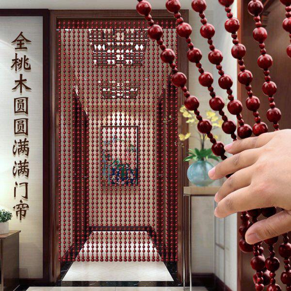 桃木珠芦珠帘门帘葫子挂帘子隔断生免打孔客厅卧室卫帘间玄关半帘