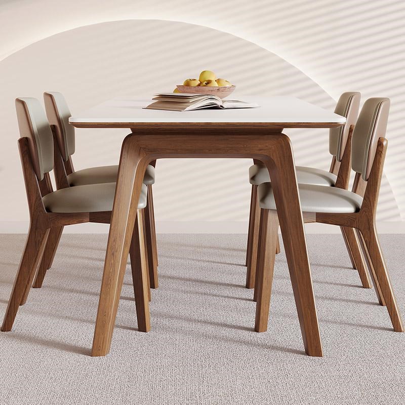 中古风实木餐桌家用小户型轻w奢现代简约饭桌长方形大理石岩板餐