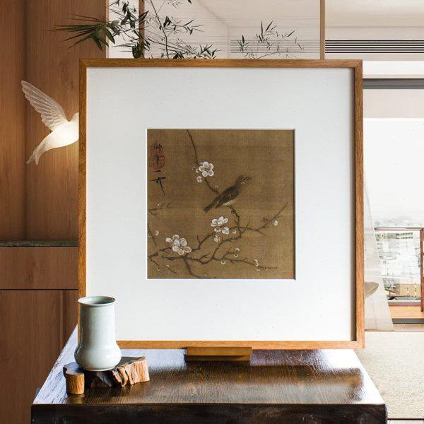 复古花鸟装饰画禅意实木装裱画框定制客厅挂墙中式沙发背景墙挂画,家居饰品,国画,淘宝优惠券,粉丝福利购,淘宝优惠卷