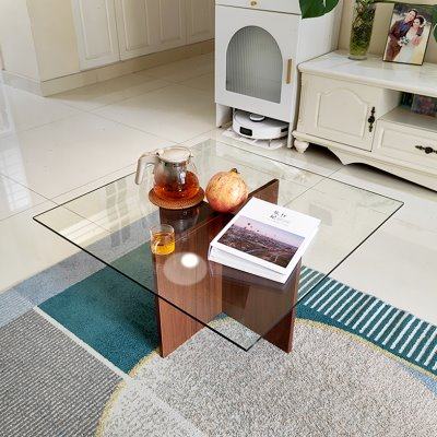 茶几客厅家用2024新款钢化玻璃网红极简复古风简约现代创意高级感