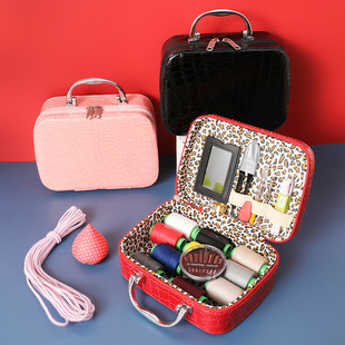 高端结婚陪嫁用阵线包缝衣缝补缝纫活工具套装箱手缝针线盒大容量