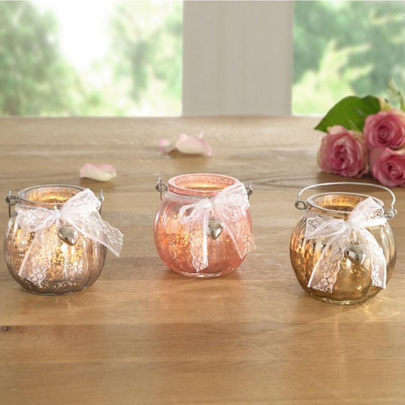 岛拉】彩色玻璃烛杯蜡烛台 浪漫装饰磨砂珠光磨砂杯蜡烛杯