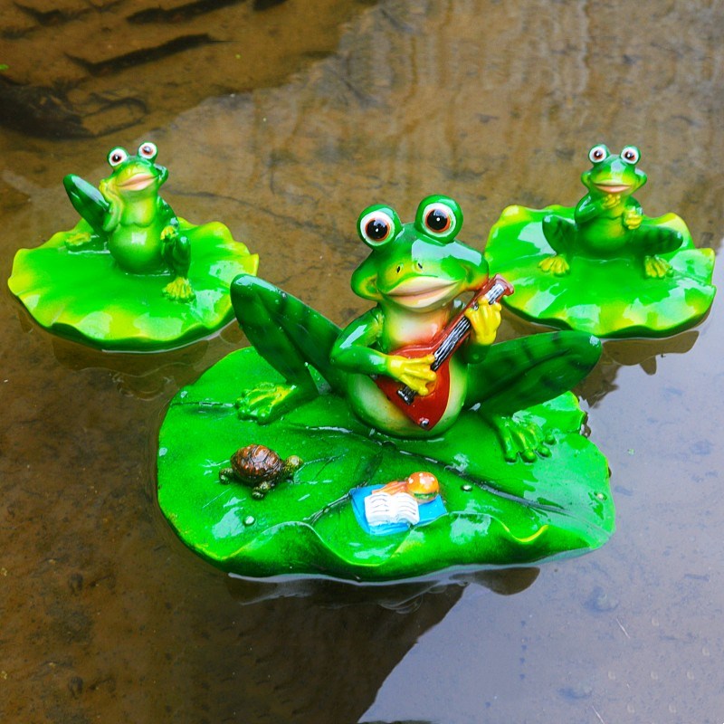 青蛙浮水工艺品花园庭院阳台流水喷泉装饰品假山水面景观鱼池造景