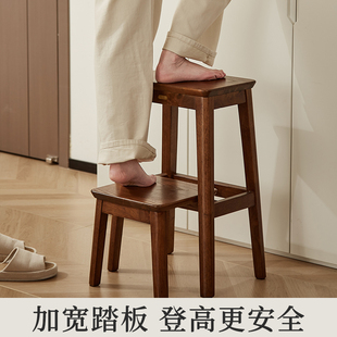 实木家用折叠梯凳两步台阶家用加厚可F折叠多功能两用梯子登高爬