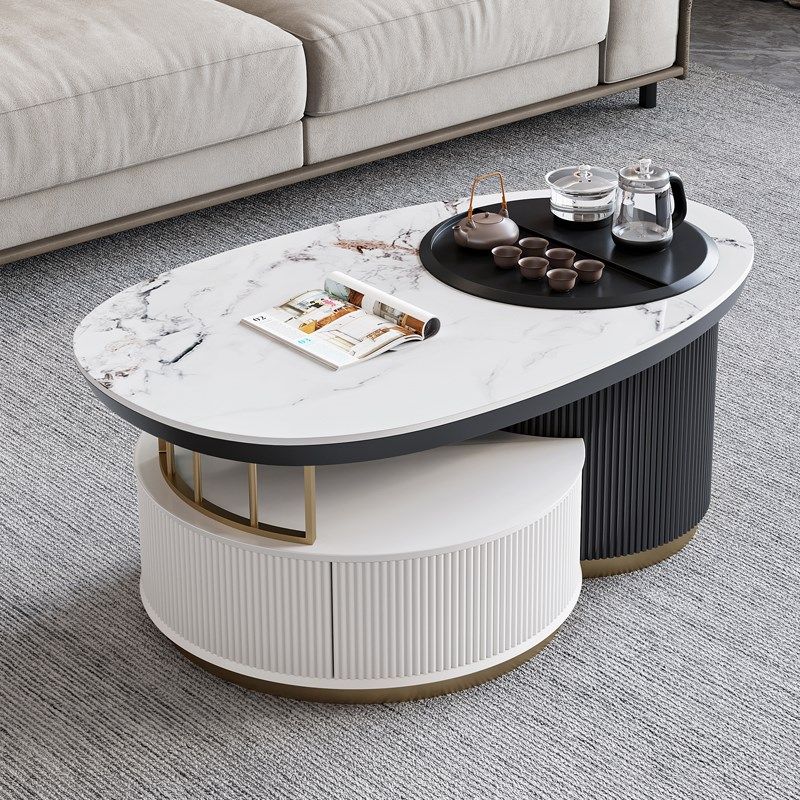 岩板椭圆茶几小户型客厅现代升降一体烧水功夫两用茶台,住宅家具,茶几,淘宝优惠券,粉丝福利购,淘宝优惠卷