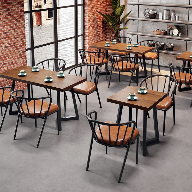 工业风餐桌椅复古烧烤店咖啡厅小方桌实木休闲酒吧火锅店桌椅