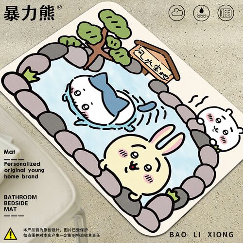浴室柜地垫 吉伊卡哇硅藻泥地垫吸水 浴室防滑垫地垫