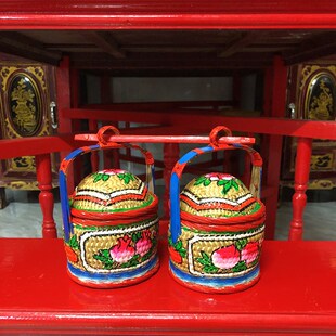 迷你纯手工编织潮汕传统小竹篮子春盛喜庆用品车载竹制小篮