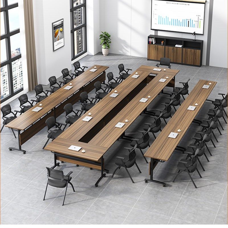 折叠会议培训桌椅拼接多功能办公长条人带轮课桌