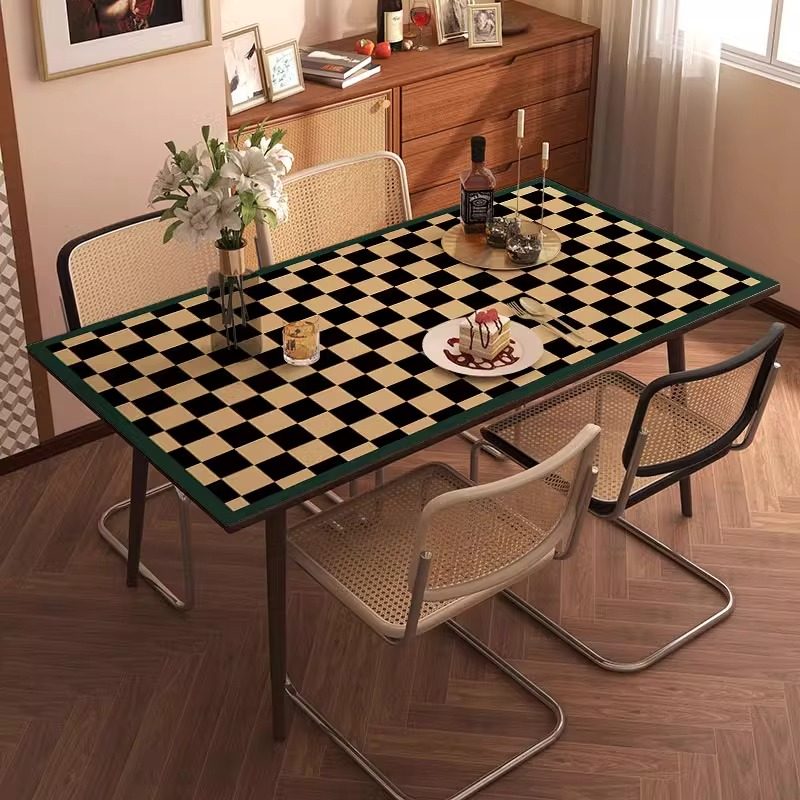 餐桌垫桌布高级感棋盘格皮革桌面保护隔热垫免洗防油防水茶几垫子,居家布艺,桌布,淘宝优惠券,粉丝福利购,淘宝优惠卷