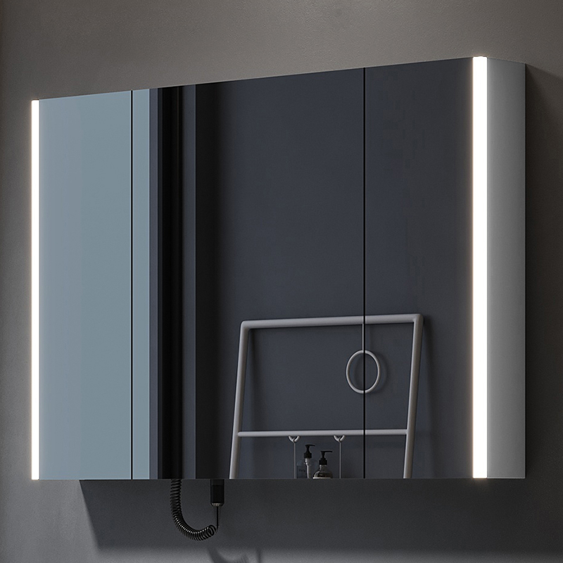 智能浴室镜柜带灯壁挂式防雾卫生间单独电吹风机架收纳一体柜镜子