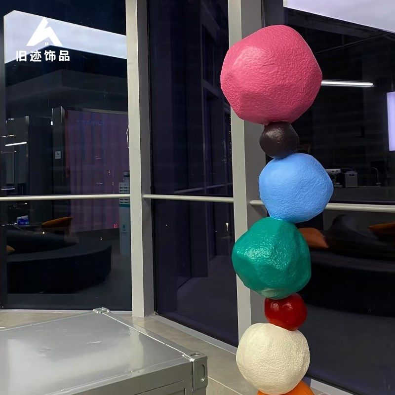 现代抽象彩色石头雕塑创意家居客厅玄关店铺橱窗落地装饰,家居饰品,落地摆件,淘宝优惠券,粉丝福利购,淘宝优惠卷