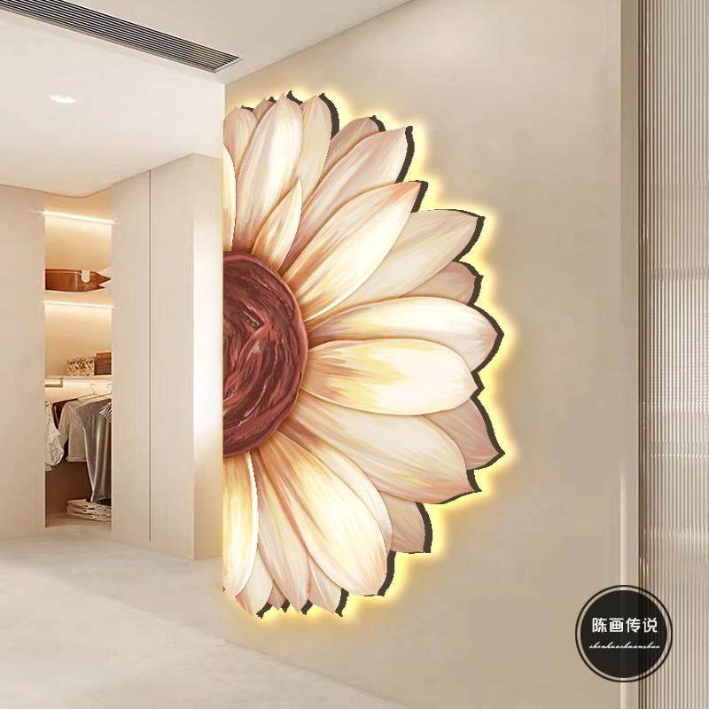 向日葵太阳玄关装饰画客厅挂画创意壁灯入户正对门走廊过道壁画,家居饰品,氛围画/灯画,淘宝优惠券,粉丝福利购,淘宝优惠卷