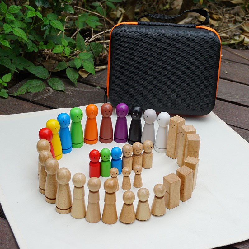 心理小物件家庭系k统排列格盘实木木偶人偶摆件心理咨询室教具套