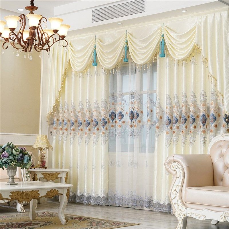 欧式窗帘成品奢华高档客厅卧室遮光水溶镂空绣窗帘定制阳台落地
